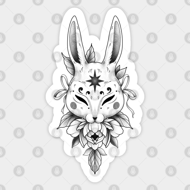 Oriental hare mask Sticker by Smurnov